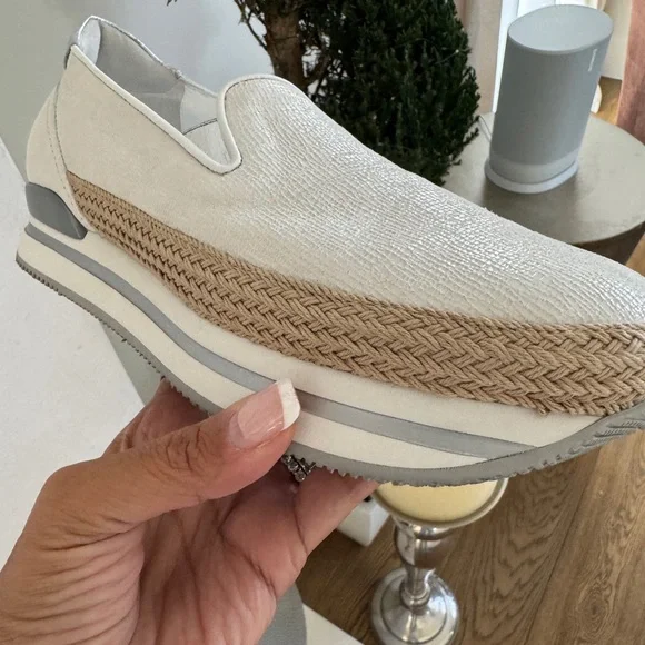 Hogan White and Gray Women's Platform Sneaker Loafers - Size 40.5 - Picture 3 of 11